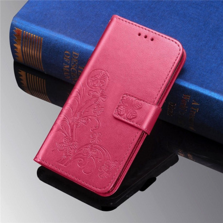 Чохол Four-leaf Clasp Embossed Buckle на Samsung Galaxy A10s (Magenta)