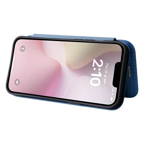 Чехол-книжка Carbon Fiber Texture на iPhone 16e - синий