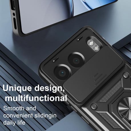 Чохол зі шторкою на камери Sliding Camshield та кишенькою для карток на OnePlus Nord 4 - чорний