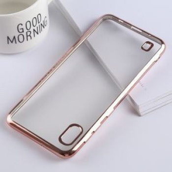 Ультратонкий силиконовый чехол Electroplating Soft на Samsung Galaxy A10-розовое золото