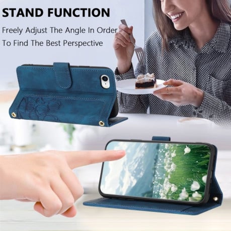 Чехол-книжка Tulips Embossed Leather для iPhone 16e - синий