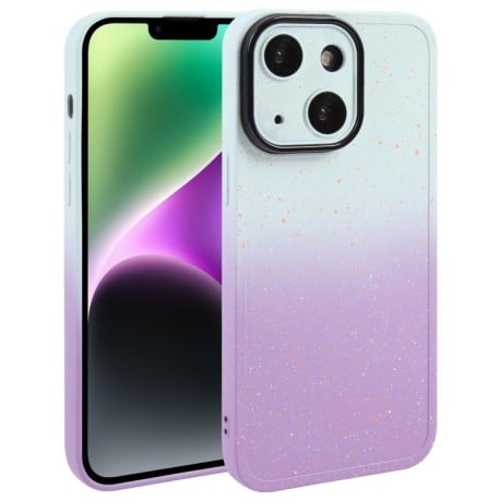 Протиударний чохол Gradient Starry Silicone Phone Case with Lens Film для iPhone 15 Plus - біло-фіолетовий