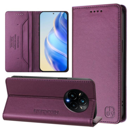 Чохол-книжка RC01 Dual-Folded Magnetic Suction RFID Leather на Realme 14 Pro+ 5G - фіолетовий