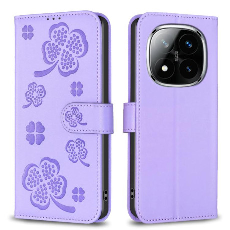 Чохол-книжка Four-leaf Clasp Embossed на Redmi Note 14 Pro 4G - фіолетовий