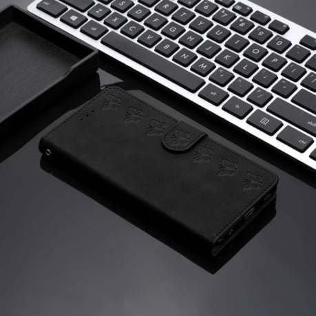 Чехол-книжка Seven Butterflies Embossed Leather для Motorola Edge 50 5G - черный