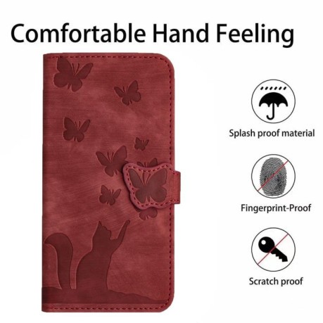 Чохол-книжка Cat Embossing Pattern на Xiaomi Redmi A4 5G - червоний