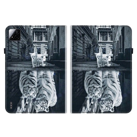 Чехол-книжка Crystal Texture Painted Leather для Xiaomi Pad 7 / Pad 7 Pro - Cat Reflection Tiger