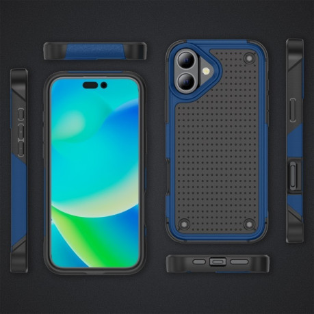 Противоударный чехол PC + TPU Shockproof Protective для  iPhone 16 - Blue+Black