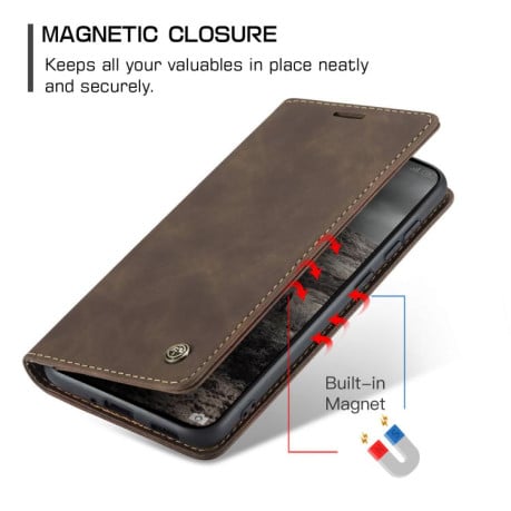Чехол-книжка CaseMe-013 многофункциональный с кармашком на карт на Xiaomi 15T Pro - кофейный