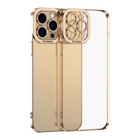 Противоударный чехол Electroplating High для iPhone 15 Pro - золотой