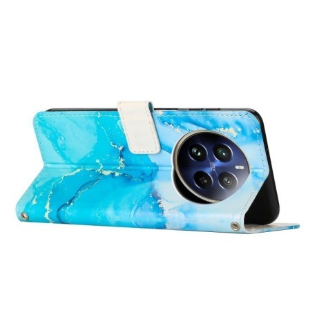 Чехол-книжка Painted Marble Pattern для Realme 12+ 5G/12 4G/13 4G - синий