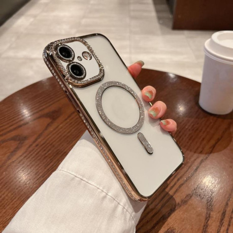 Противоударный чехол Diamond Gradient Plated MagSafe для iPhone 17 - золотой
