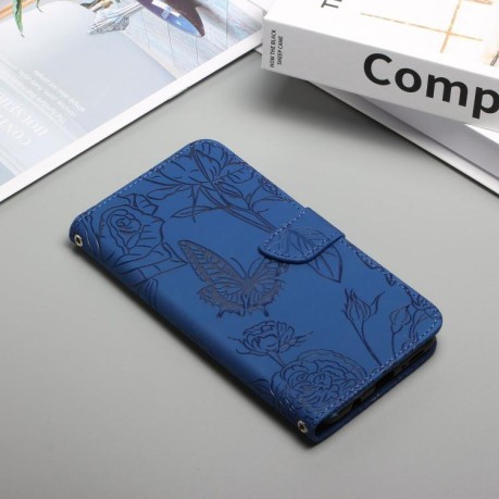 Чехол-книжка Embossed Butterfly для Samsung Galaxy M16 5G - синий
