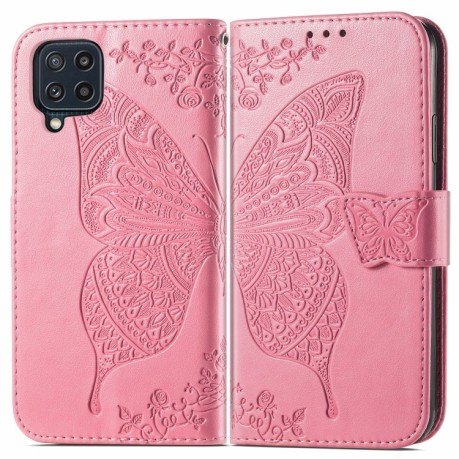 Чохол-книжка Butterfly Love Flowers Embossing Samsung Galaxy M32/A22 4G - рожевий