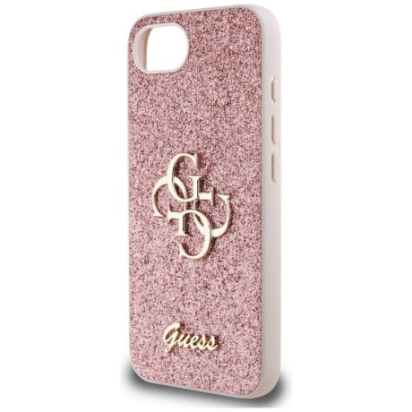 Оригінальний чохол Guess Big Metal Logo Fixed Glitter для iPhone 16e - Pink