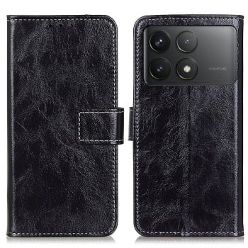 Чохол-книжка Magnetic Retro Crazy Horse Texture на Xiaomi Poco F6 Pro - чорний