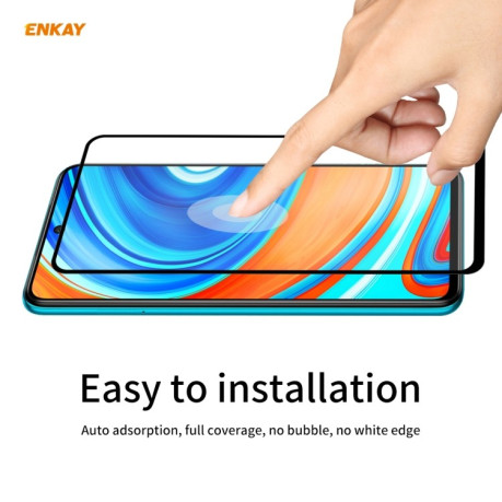 Защитное стекло ENKAY Hat-prince Full Glue 0.26mm 9H 3D на Redmi Note 9S / Note 9 Pro - черное