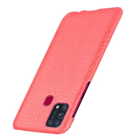 Ударопрочный чехол Crocodile Texture на Samsung Galaxy M31 - красный