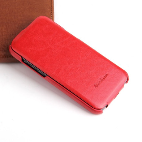 Кожаный флип-чехол Fierre Shann Retro Oil Wax Texture на iPhone 12 / 12 Pro - красный
