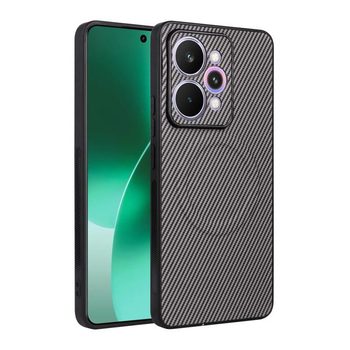 Чохол Escase із веган-шкіри з карбоновою текстурою на Realme 15 Pro 5G Global — сірий