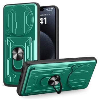 Чохол із шторкою на камеру Sliding Camshield та підставкою на Xiaomi Redmi Note 14 Pro+ 5G - зелений