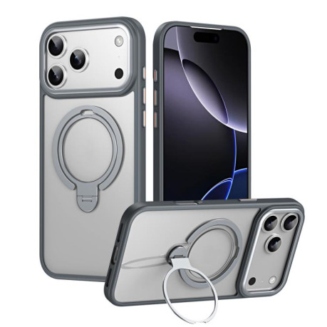 Противоударный чехол Double Ring MagSafe Magnetic Holder для iPhone 17 Pro - серый