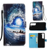 Чехол-книжка Colored Drawing Pattern для Samsung Galaxy S22 Plus 5G - Ocean Waves and Sun