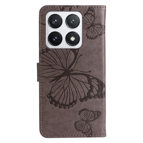 Чехол-книжка Embossed Butterfly для Xiaomi 14T Pro - серый