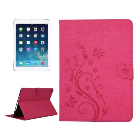 Чехол-книжка Pressed Flowers Butterfly Pattern для iPad Air 2 - розовый