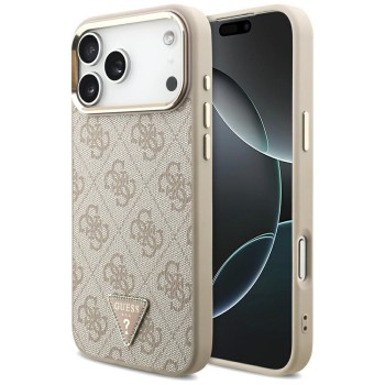 Оригинальный чехол Guess 4G Triangle Logo с MagSafe для iPhone 17 Pro Max / 18 Pro Max — розовый