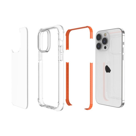 Протиударний акриловий чохол Four-corner на iPhone 15 Pro -прозоро-помаранчевий