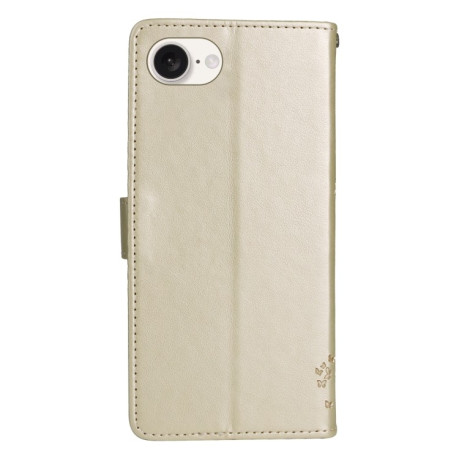 Чехол-книжка Happy Cat Pattern для iPhone 16e - золотой