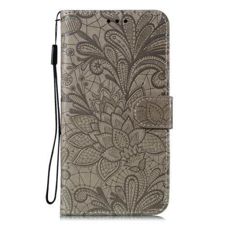 Чехол-книжка Lace Flower на Samsung Galaxy M51 - серый