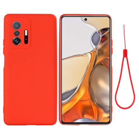 Силиконовый чехол Solid Color Liquid Silicone на Xiaomi 11T/ 11T Pro 5G - красный