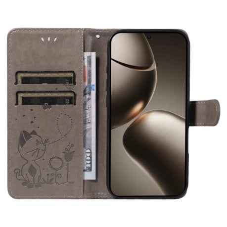 Чехол-книжка Cat Embossing Pattern на Xiaomi 15T Pro 5G EU 173mm - серый