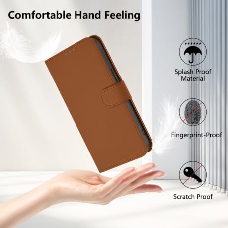 Чехол-книжка Skin Feel Solid Color Leather для Infinix Hot 50 Pro+ - коричневый
