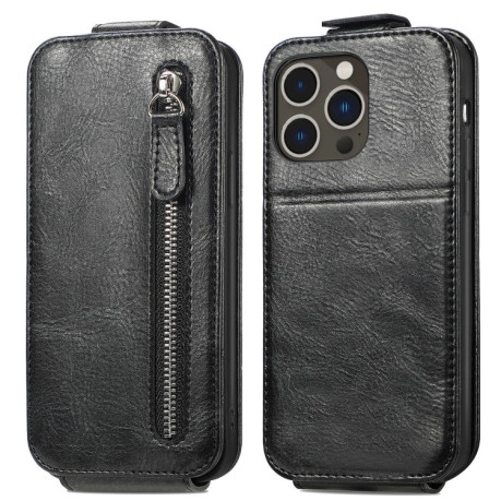 Флипп-чехол Zipper Wallet Vertical для iPhone 14 Pro  - черный