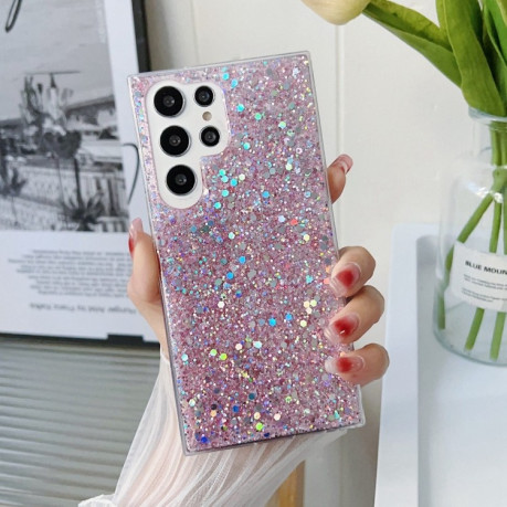 Противоударный чехол Glitter Sequins Epoxy для Samsung Galaxy S24+ 5G - розовый