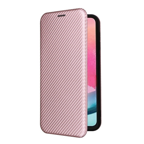 Чехол-книжка Carbon Fiber Texture на Samsung Galaxy A25 5G - розовый