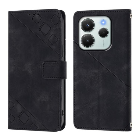 Чехол-книжка Skin-feel Embossed для Xiaomi Redmi Note 14 4G 164.84mm - черный