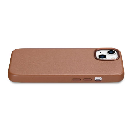 Кожаный чехол iCarer Genuine Leather (MagSafe) для iPhone 14/13 - коричневый