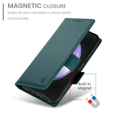 Чохол-книжка Side Buckle з магнітною застібкою та матовою шкірою на Samsung Galaxy S25 FE 5G - зелений