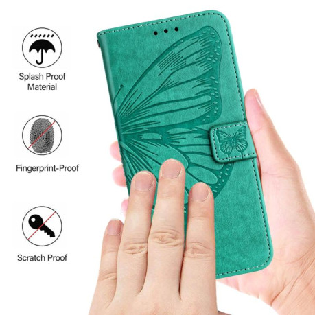 Чехол-книжка Embossed Butterfly для OPPO A5 Pro 5G Global - зеленый