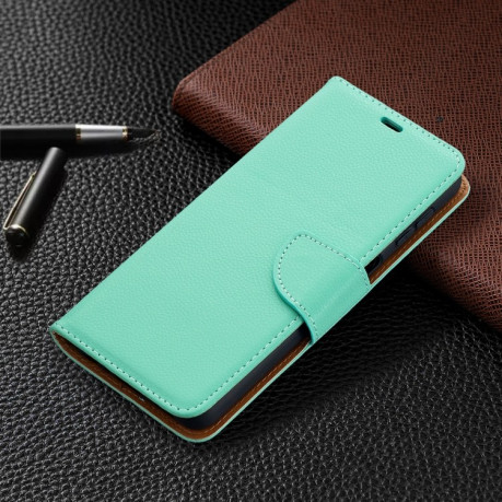 Чехол-книжка Litchi Texture Pure Color на Samsung Galaxy A32 4G- зеленый