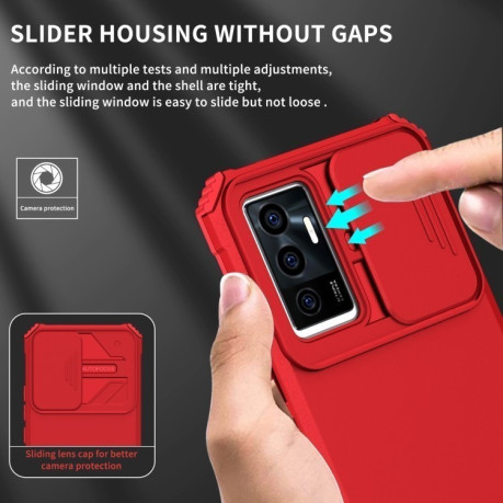 Противоударный чехол Stereoscopic Holder Sliding для Vivo V23e / S10e 5G - красный