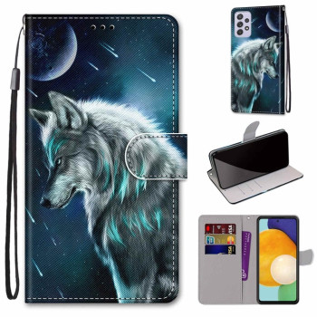 Чехол-книжка Coloured Drawing Cross для  Samsung Galaxy A33 5G - Pensive Wolf