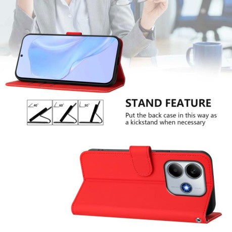 Чехол-книжка Skin Feel Solid Color Leather для Xiaomi Poco M7 Pro 5G - красный
