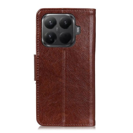 Чехол-книжка Mirren фактура “Crazy Horse” с магнитным хлястиком на Xiaomi 15T Pro 5G - коричневый