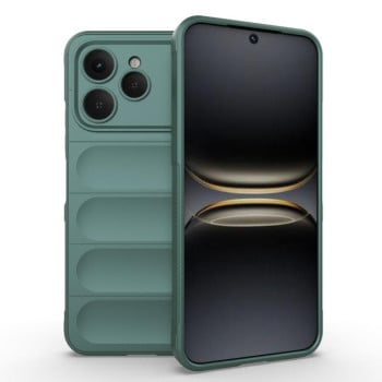 Силиконовый чехол Magic Flannel на Tecno Spark 40 4G Global — тёмно-зелёный