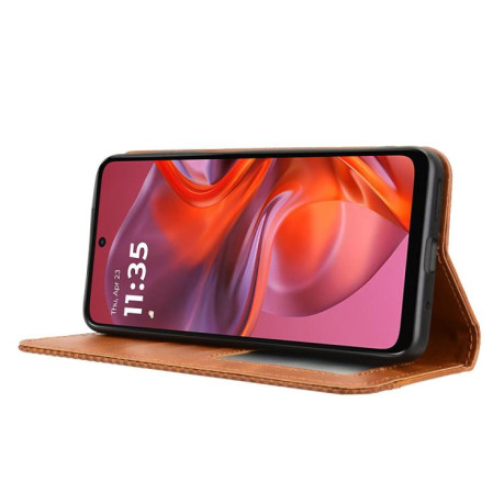 Чехол-книжка Magnetic Buckle Retro Crazy Horse Texture на Motorola Moto G05 / E15 4G - коричневый